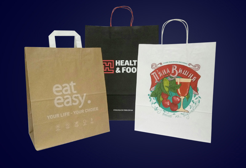 Paper bags with handles for food