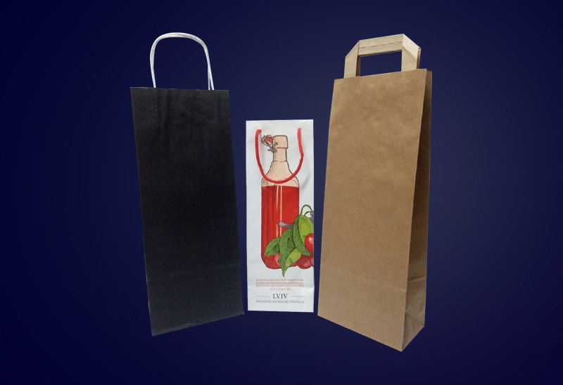 Paper bags with handles for bottle