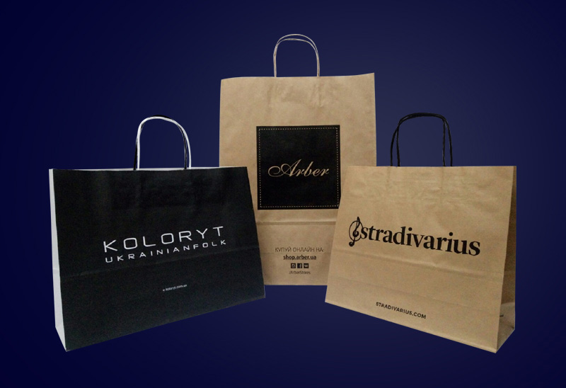 Paper bags with handles for clothes and shoes